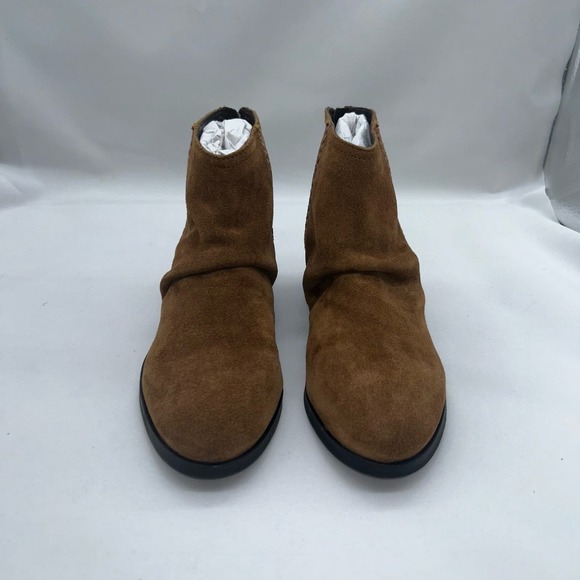 Journee Signature Boots Womens 6 1/2 Cognac Brown Leather Slouch Bree Ankle NEW‎ - Picture 1 of 11